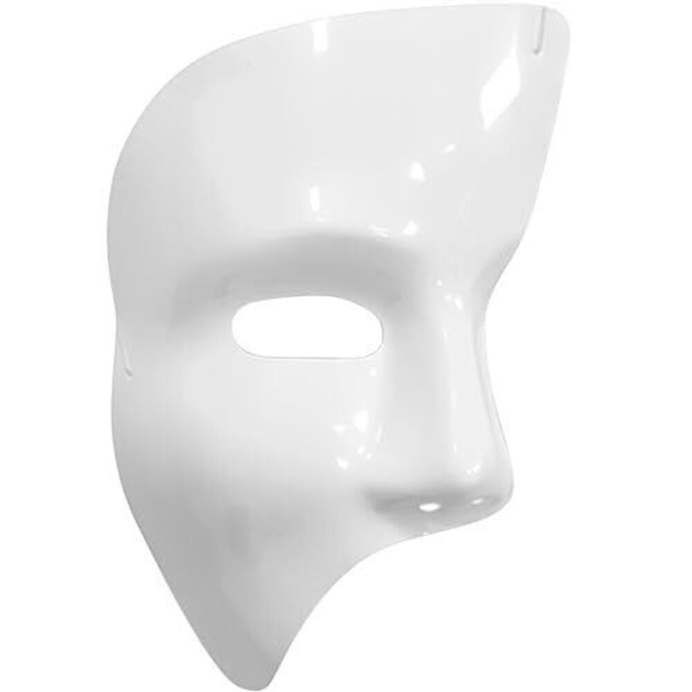 8776 White Phantom Plastic Mask Costume Accessory - 1 Count - Durable